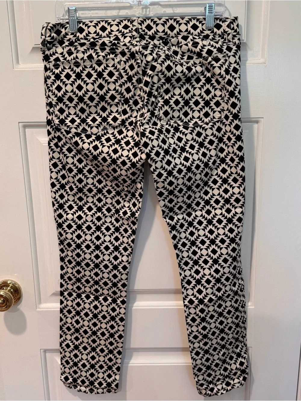 J. Crew Black and White Geometric Toothpick Pants
